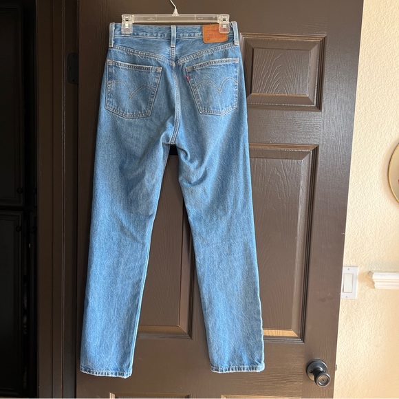 Levi's 501’s Blue Distressed Women's Straight Jeans - Picture 3 of 7